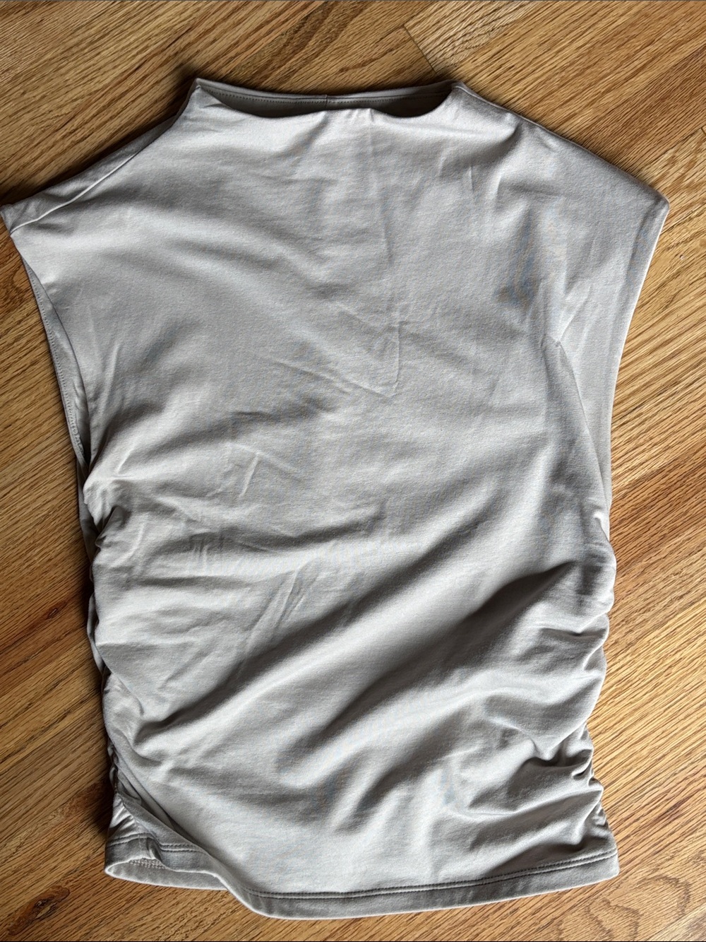 Abercrombie & Fitch XS modal collection Light tan/Gray Ruched Sleeveless Tank